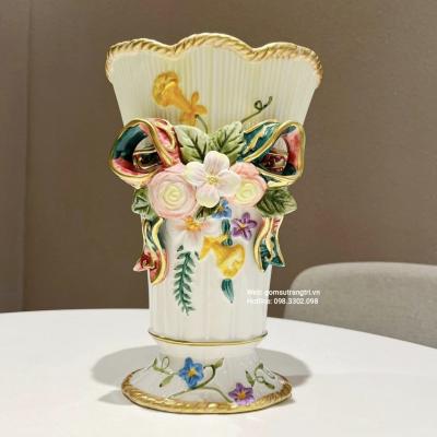 BÌNH HOA DÁNG CÚP HỌA TIẾT ĐẮP NỔI 3D